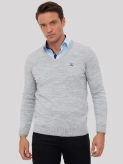 Sir Raymond TailorStickad Tröja - Grey Melange