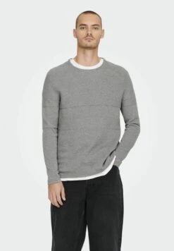 Only & SonsStickad Tröja - Medium Grey Melange