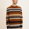 TOM TAILORMIT STREIFENMUSTER - Stickad Tröja - Sand Brown Navy Stripe