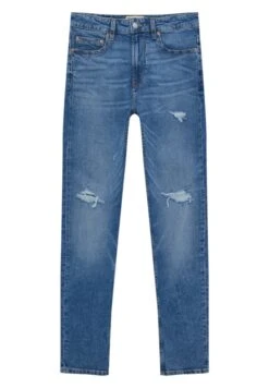 PULL & BEAR PULL&BEARBASIC WITH RIPPED DETAIL - Jeans Slim Fit - Blue Denim -Stilfulla Val Butik 1fc0b541c32240e7bbf9b220195d432a