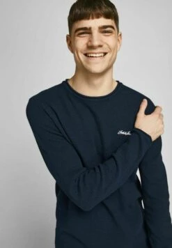 Jack & JonesJORPAUL TONS CREW NECK DETAIL - Stickad Tröja - Navy Blazer -Stilfulla Val Butik 2541fa88bb9d4e3286cd1c4fd1a55c1a