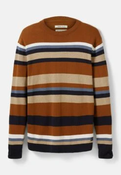 TOM TAILORMIT STREIFENMUSTER - Stickad Tröja - Sand Brown Navy Stripe -Stilfulla Val Butik 2c1ed914c47742dd87df282db0fa83e4