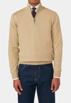 Oscar JacobsonHALF ZIP - Stickad Tröja - Beige Pine