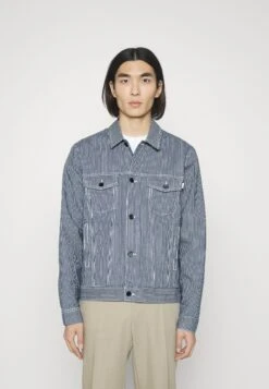 Les DeuxNOLAN STRIPE JACKET - Jeansjacka - Dark Navy/ivory