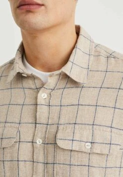 WE FashionREGULAR FIT MET DESSIN - Skjorta - Beige -Stilfulla Val Butik 3465e8a219fe4ce7bb468276b76b433d