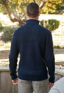 NextPLAITED ZIP NECK STANDARD - Stickad Tröja - Blue -Stilfulla Val Butik 384225ce49ec4c1aabce7fb8ff0d4b1a