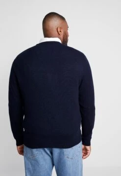 GANTPLUS EXTRAFINE V NECK - Stickad Tröja - Marine -Stilfulla Val Butik 48c1fe99264d4dc08118144a7ef348ef