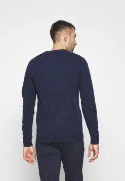 GANTV NECK - Stickad Tröja - Dark Navy Melange -Stilfulla Val Butik 65a042f9e6b0461d8b205549181f3f84