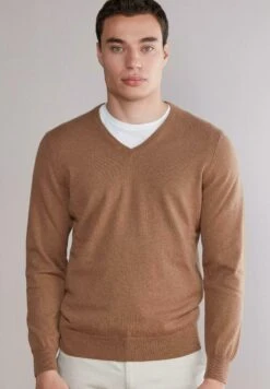 FalconeriV-AUSSCHNITT AUS ULTRASOFT - Stickad Tröja - Braun Camel