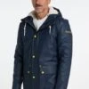 SchmuddelweddaSCHMUDDELWEDDA REGENJACKE MIT WEBPELZFUTTER IN TEDDYOPTIK KILATA - Parkas - Marine