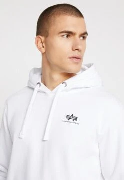 Alpha IndustriesBASIC HOODY SMALL LOGO - Luvtröja - White -Stilfulla Val Butik 866012fb2b8048dc8b31159cdd8d5e46