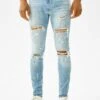 BershkaRIPPED - Jeans Skinny Fit - Lightblue Denim -Stilfulla Val Butik 925a6c006a5d4eddad3aa769084ecf5b