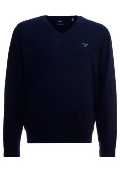 GANTPLUS EXTRAFINE V NECK - Stickad Tröja - Marine -Stilfulla Val Butik 96727fc56fcc42b8b0ab83311aba8f27