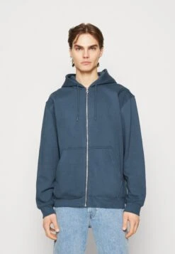 WeekdaySTANDARD ZIP HOODIE - Tröja Med Dragkedja - Dark Petrol Blue