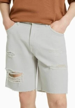 BershkaCOLOURED RIPPED - Jeansshorts - Light Grey