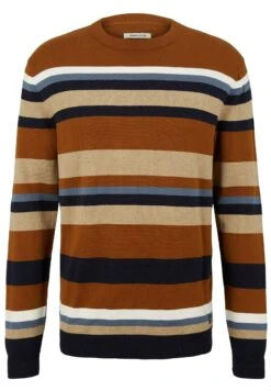 TOM TAILORMIT STREIFENMUSTER - Stickad Tröja - Sand Brown Navy Stripe -Stilfulla Val Butik a52539453765406a8e3f518fcdf71083
