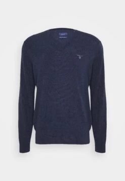 GANTV NECK - Stickad Tröja - Dark Navy Melange -Stilfulla Val Butik a9cd21f445104eb5af9dd75f6f8f2ad1