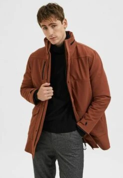 Selected HommeParkas - Tobacco Brown