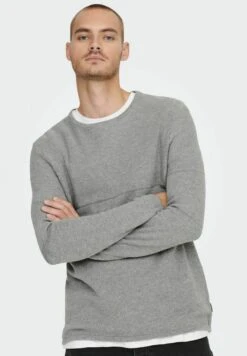 Only & SonsStickad Tröja - Medium Grey Melange -Stilfulla Val Butik bea16fce8a6049a38fd6ad3e39882ef7