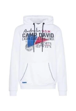 Camp DavidMIT LOGO-APPLIKATIONEN - Luvtröja - Opticwhite -Stilfulla Val Butik c625c9a59ff7412fa7d879059f6d0b98