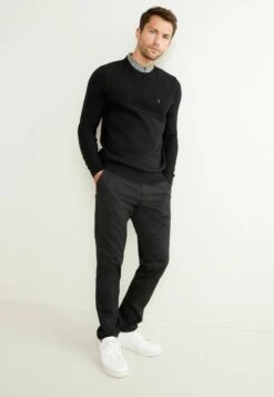 NextMOCK - Stickad Tröja - Black Textured -Stilfulla Val Butik cd692170c323462989dce8f598341004