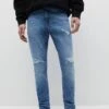 PULL & BEAR PULL&BEARBASIC WITH RIPPED DETAIL - Jeans Slim Fit - Blue Denim -Stilfulla Val Butik d2eda3be4a5d4383bb3848c71efb31c6