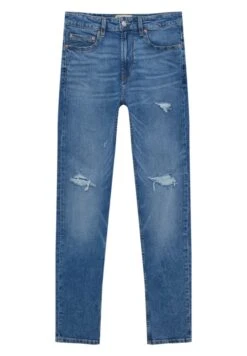 PULL & BEAR PULL&BEARBASIC WITH RIPPED DETAIL - Jeans Slim Fit - Blue Denim -Stilfulla Val Butik ec635f6d19814fa8aecd00c5899c5f46